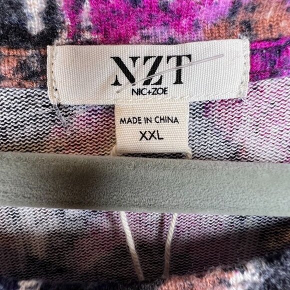 NZT Sweet Dreams Long Sleeve Printed Vines Tee XXL Pink Multi Soft Knit NWT - Picture 3 of 9